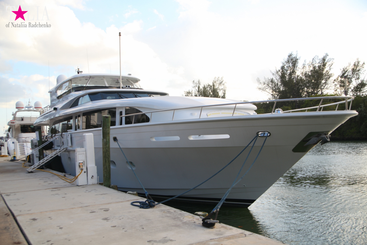 Yachts, Palms, Bay - The promenade of Middle Miami Beach, Collins Avenue